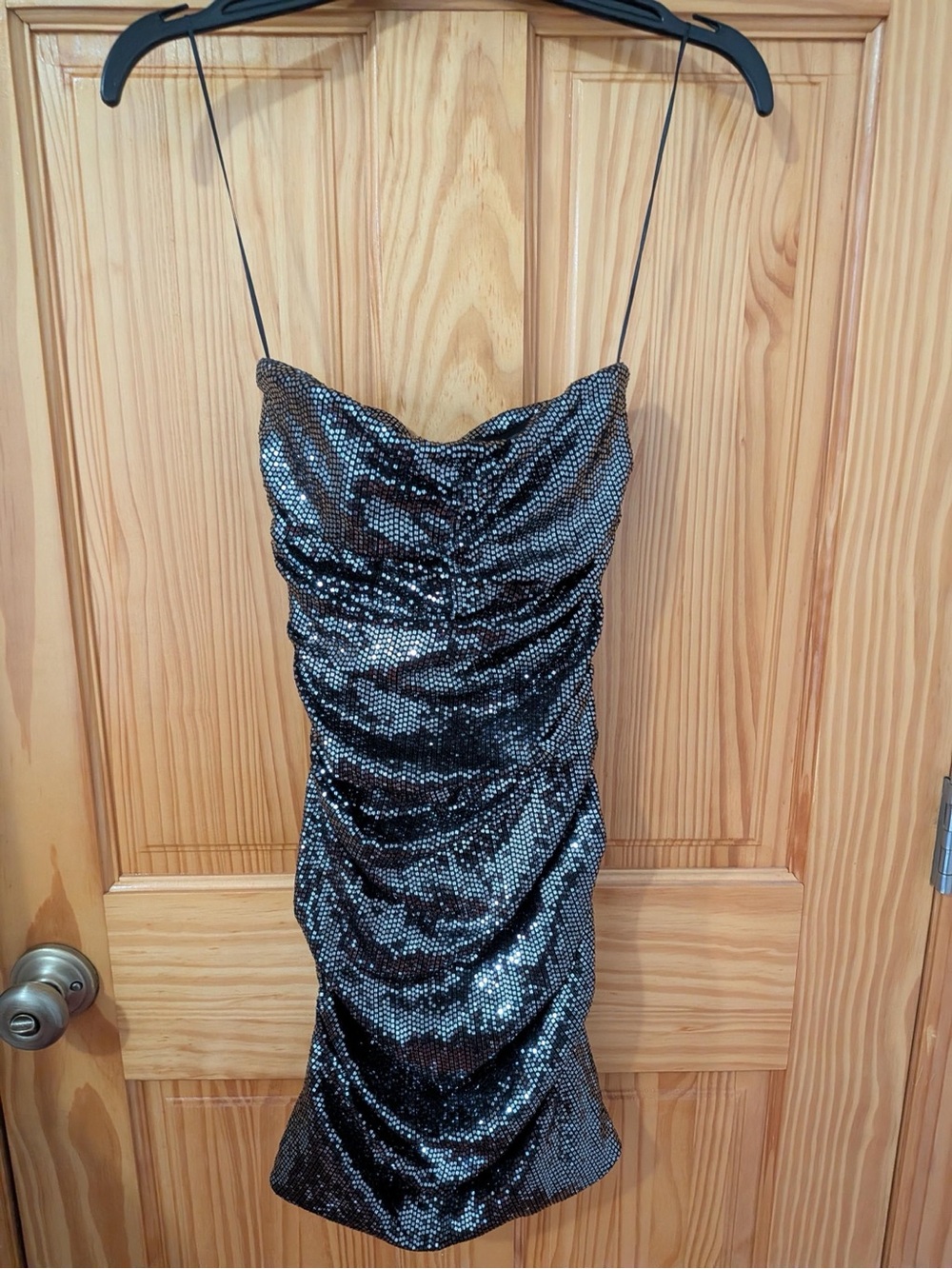 ba&sh Sequin Ruched Cowl Neck Mini Dress Size 0